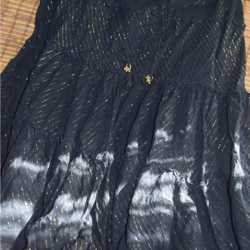 Forbidden ✨ Boho Black and Gold Striped Dress